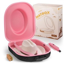Traveler Cowboy Hat Box - Crush Proof Storage Case with Shoulder Strap