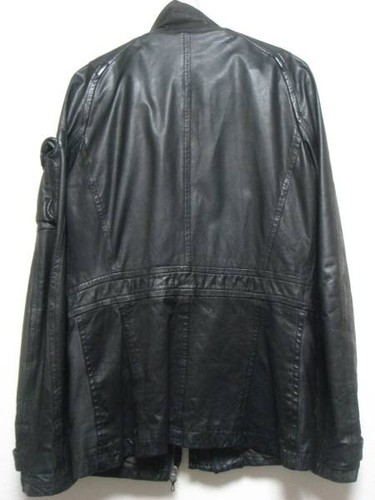Used Julius Multi 4 Pocket Leather Jacket Coat Size 2 Black Length 70cm - Picture 2 of 3