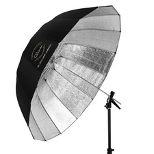 Glow Easy Lock X-Large Deep Beaded Silver Fiberglass Umbrella 65"