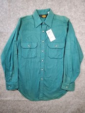 VTG Woolrich Mens L Button Up Shirt Spruce Cotton Long Sleeve Button 6404 NWT