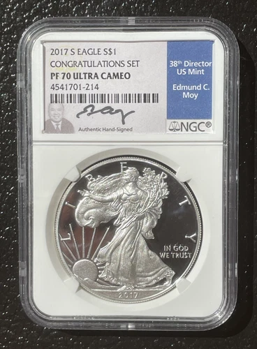 2017-S $1 SILVER AMERICAN EAGLE Congratulations Set NGC PF70 : EDMUND MOY  06293