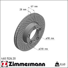 Zimmermann 460.1526.20 Bremsscheibe für PORSCHE 911 BOXSTER CAYMAN 987 986 996