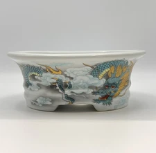 Yixing dragon design glazed Chinese bonsai pot