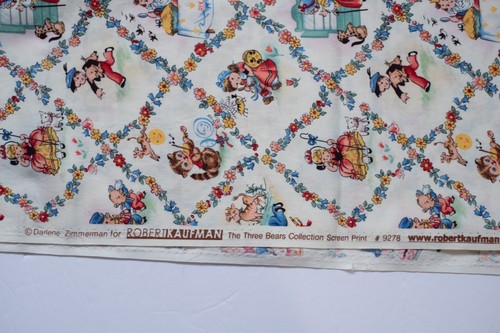 29" Robert Kaufman Darlene Zimmerman "The Three Bears" Nursery Rhyme Vtg Fabric - Picture 2 of 2