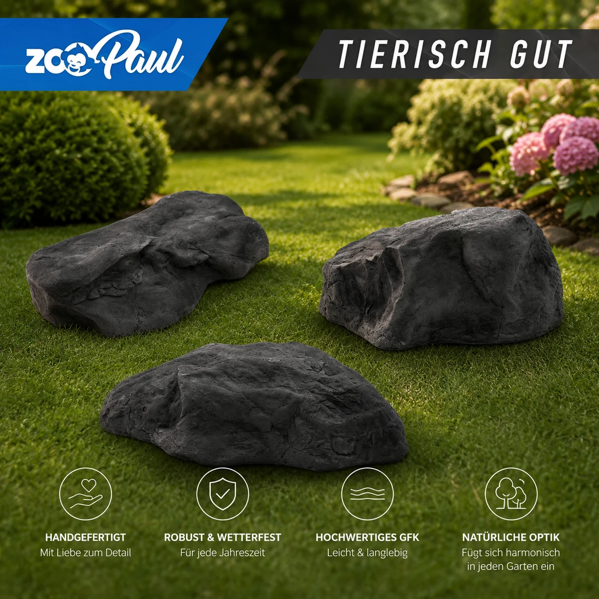 LOVIVER Kunststein-Simulationsfels – Harz, Realistisch, 30 X 43 Cm | Für Garten, Hof, Bonsai & Innendekoration