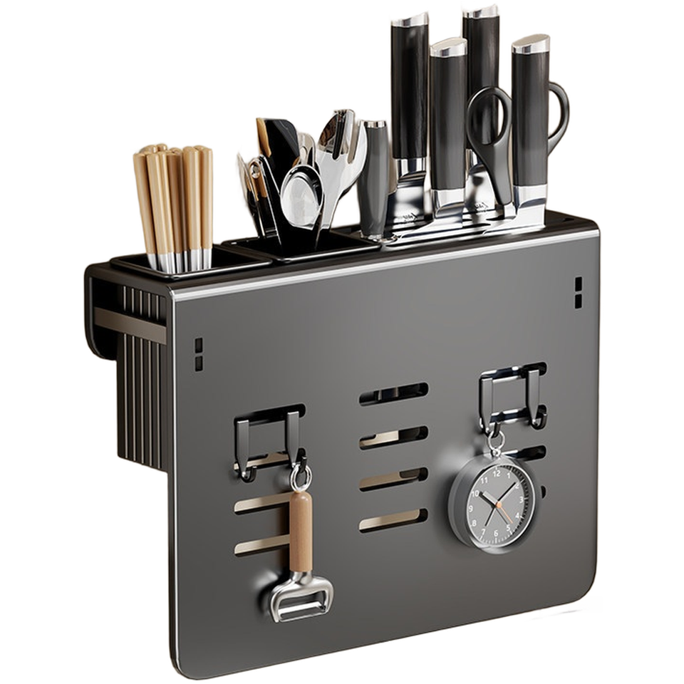 Wall Utensil Holder Pot Lid Slot Multi-functional Storage No-drill ...