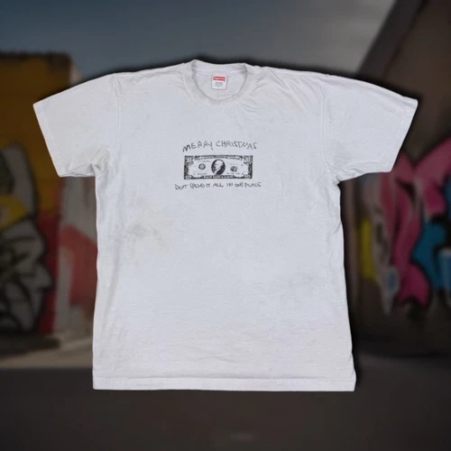 T shirt graphique vintage Supreme Bill « Ne dépensez pas tout en un seul endroit » rare taille L