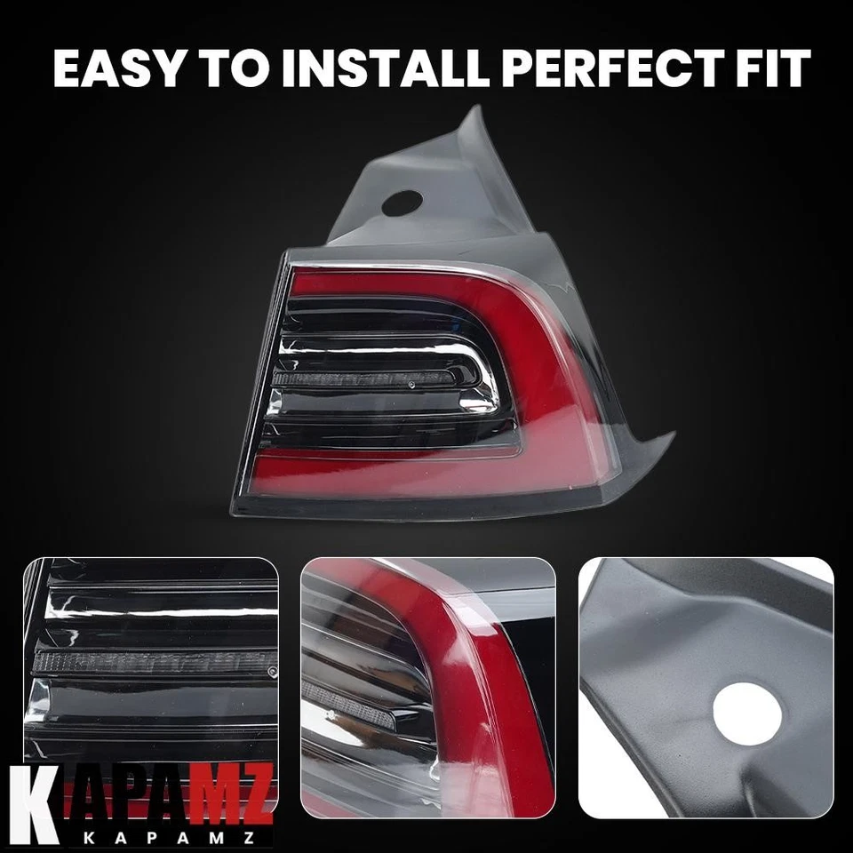 For Tesla Model 3 Y 2017-23 LED 3-pin Tail Lamp Rear Passenger Side Outer Light - Image 3 of 4