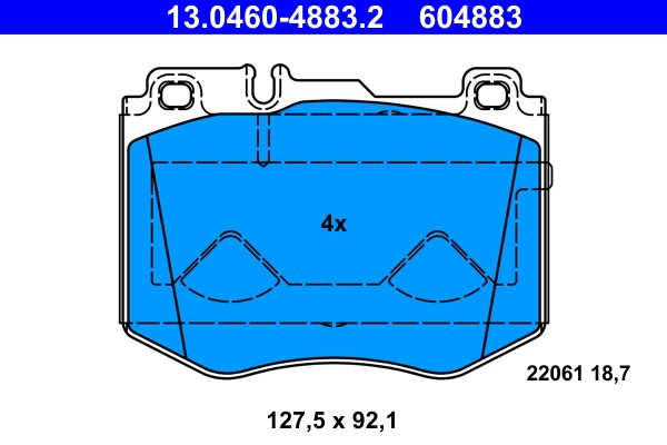 Front ATE 13.0460-4883.2 Brake Pad Set, disc brake for MERCEDES-BENZ