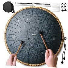 Rain Drum for Outside Garden, Large Steel Tongue Drum - 12 Inch 15 Notes Metal