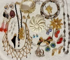 Vintage Costume Jewelry Lot–Necklaces Earrings Bracelet Brooches Some Signed