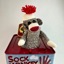 Schylling Sock Monkey Jack In The Box Musical Metal Toy
