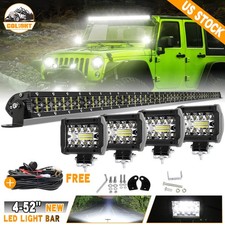 52 1860w Wwire4pcs 4 240w Led Light Bar For 2007-2018 Jeep Wrangler Jk Lj Tj