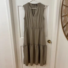 Lands End Boho Classic Career Capsule Tiered Midi Dress Gorpcore M No Drawstring