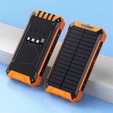 5000000mAh Solar Power Bank Wireless Charging Built in 4 Cables LED Flashlights