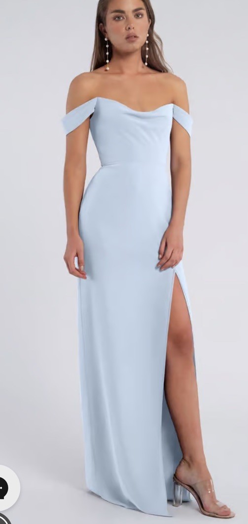 jenny yoo tatum bridesmaid dress Jacqueline Sz 10 Bluebell Chiffon Slit Strapless white-dresses The Tatum V mermaid prom dresses light Sizes:UK 16