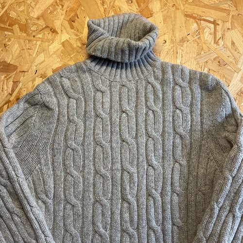 Banana Republic Roll High Neck Pullover Zopfmuster Fischer Wolle Grau L - Bild 3 von 5
