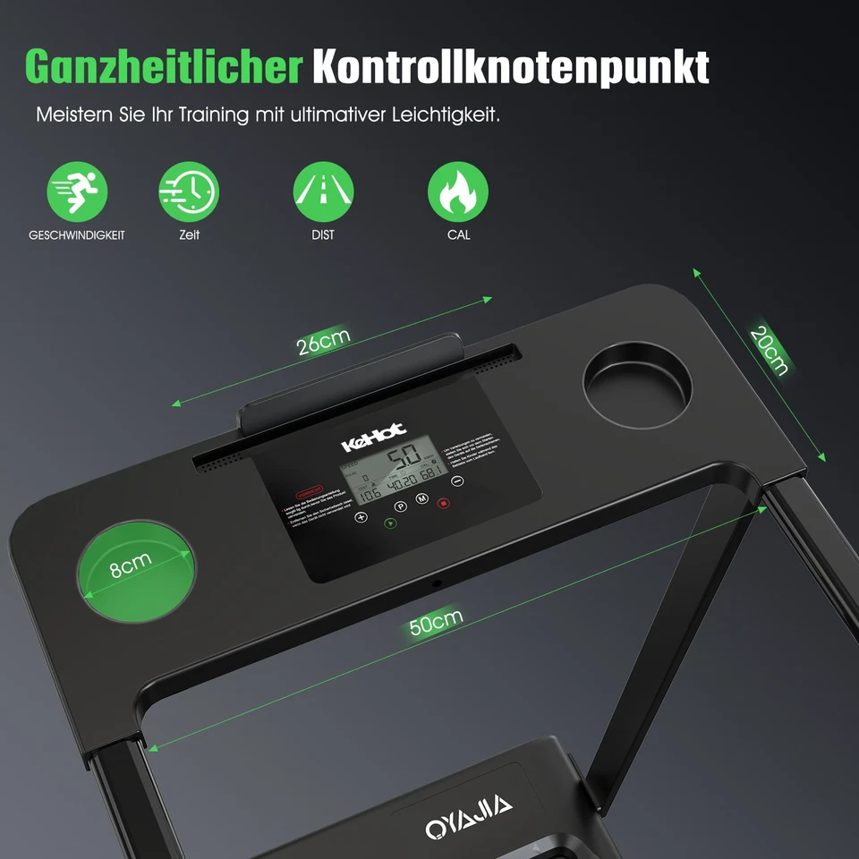 Tapis roulant per casa pieghevole con corrimano 2 CV, 1-12 km/h, 150 kg, per Hlawzgaaovfz - Immagine 3 di 4