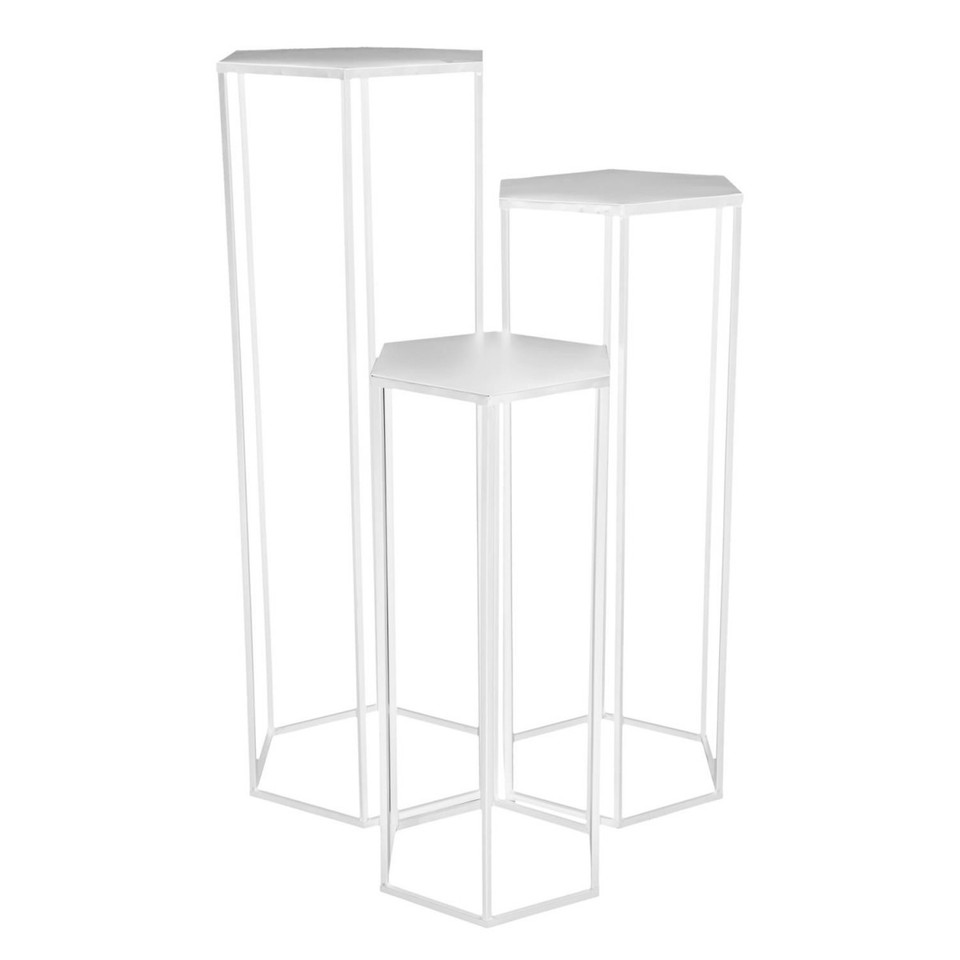 Lot de 3 Sellettes Gigognes "Métal" 90cm Blanc