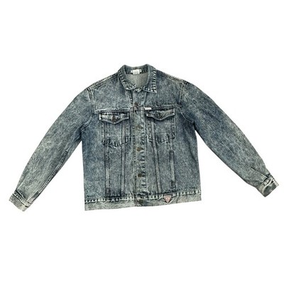 Vintage Georges Marciano for Guess Acid Wash Denim Trucker Jacket L Made in USA
