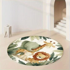 Round Velvet Mat, 850gm² Non-Slip Mat for Living RoomBathroomBedroomCampingPicni