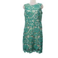 New York & Company Women's Size 4 Green Floral Lace Sleeveless Dress