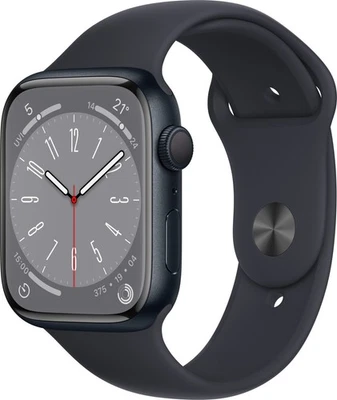 Apple Watch Series 8 45mm Mitternacht Aluminiumgehäuse mit Sportarmband, Regular - Bild 1 von 3