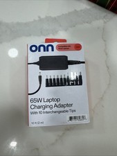onn 65w laptop charging adapter with 10 interchangeable tips