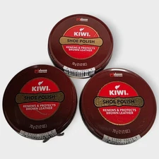 Kiwi Jumbo Brown Shoe Polish Cream 70g (2.5 oz) Lot of 3 for Leather Boots NEW