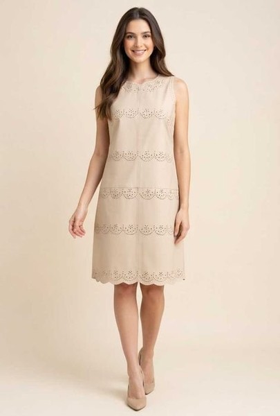 Damen French Connection Kleid Beige Leder 38