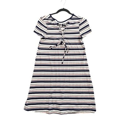 Y2K Stripe Mini Dress XS Lace Up Back Coquette Soft Girl Baby Tee Indie Festival