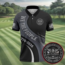 We The People US 250th Anniversary Hexagon Pattern Custom Golf Shirts 4th Of Jul