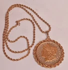1885 Morgan Silver Dollar Gold Filled Pendant & chain