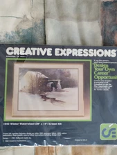 CREATIVE EXPRESSIONS 1042 WINTER WATER WHEEL, CREWEL KIT 1984