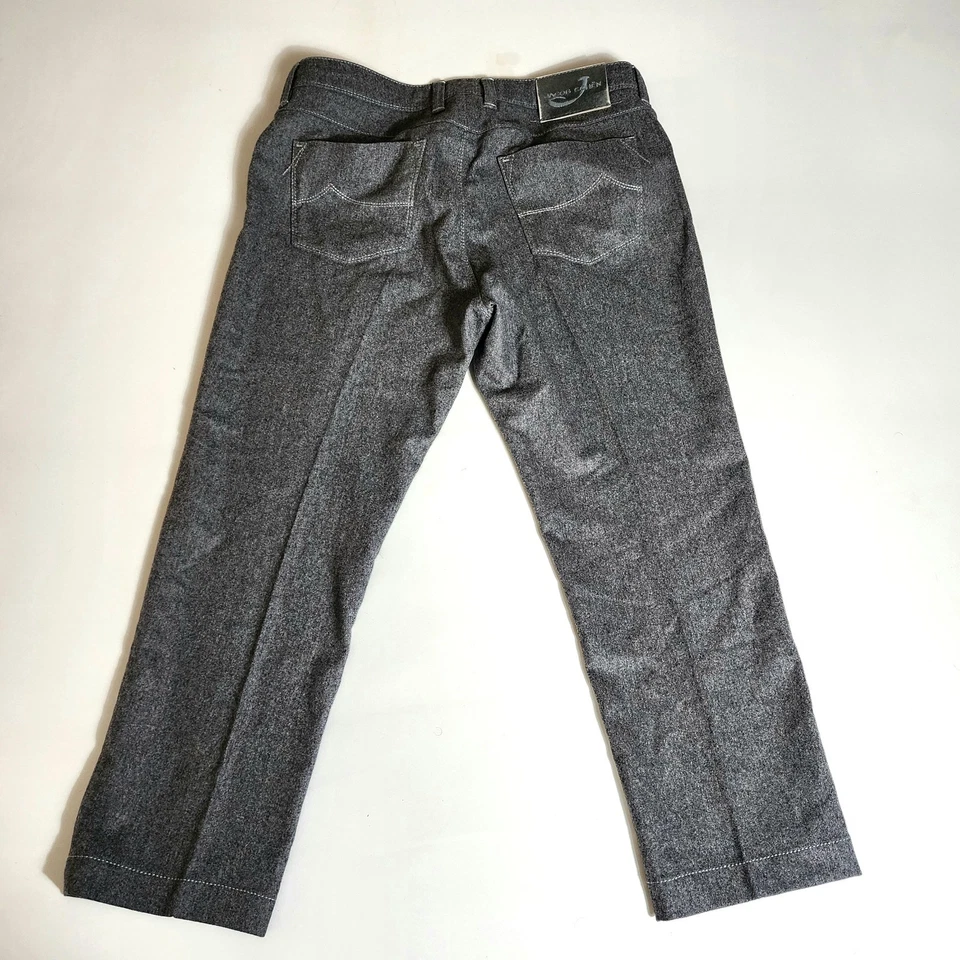 Jacob Cohen Hecho a Mano Gris Lana Franela Cómodo 5 Bolsillos Pantalones Para Hombre Talla 35x26" Foto 2 de 4
