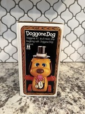Vintage Tomy Top Hat Dog On Wheels Plastic 8" Tall Made in Singapore