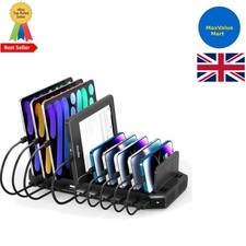 60W 10-Port USB Charging Station - Smart Fast Charger for Devices Home & Office