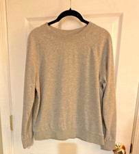 H M Women  s Gray Solid Crew Neck Pullover Sweatshirt soft lightweight XS