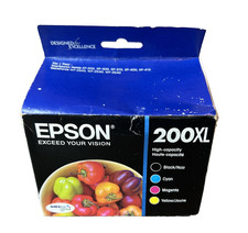 Genuine Epson 200XL Black Cyan Magenta Yellow Ink Cartridges Expired 01/2024