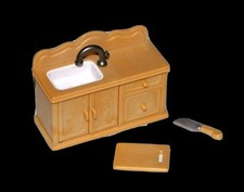 Calico critters kitchen set- sylvanian families epoch sink knife, cutting board