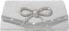Bow Evening Bag Sparkly Clutch Purses for Women Wedding Glitter Rhinestone Party