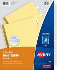 1.5x Writing Space with Big Tabs, Durable 5,Tab Dividers for 3,Ring Binders