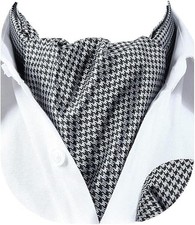 Ascot Ties for Men Checkered Cravat Tie and Pocket Square Set Woven Classic B...
