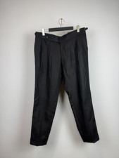 SuitSupply Braddon Turn Up Pure Linen Black Cassual Tapered Pants Men EU 56 Size