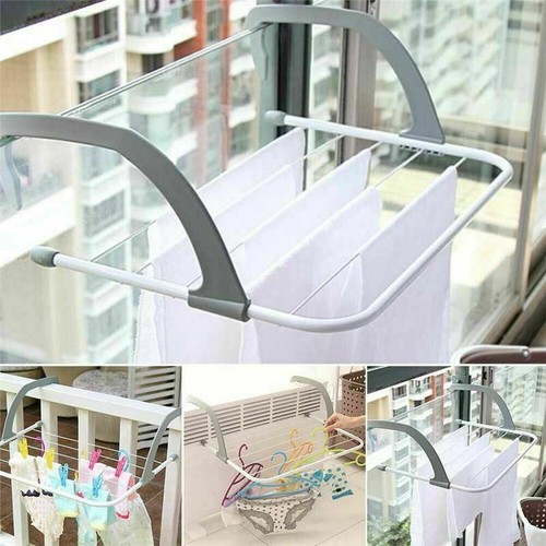 Tragbarer Wäscheständer klappbar Outdoor Badezimmer Kleiderbügel Balkon Wäsche - Bild 4 von 12