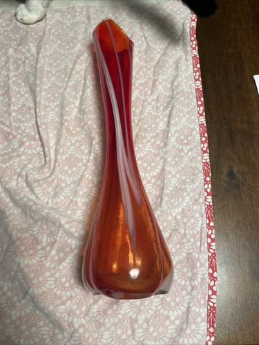 Vtg 50s Daysun Japan Art Glass Hand Blown Stretch Vase Multicolor Swirl - Picture 20 of 24