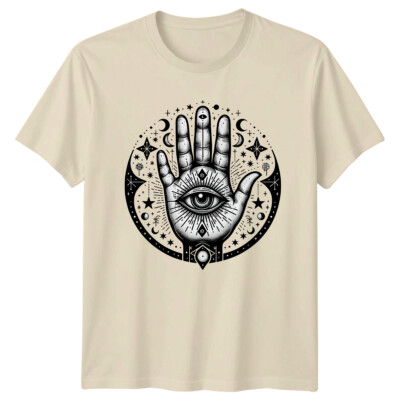 Mystic Palmistry Hand Eye T-Shirt, Celestial Fortune Teller Tee