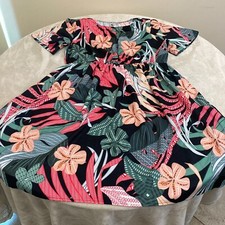 Shein Womens Multicolor Floral Round Neck Short Sleeve Fit & Flare Dress Size XL