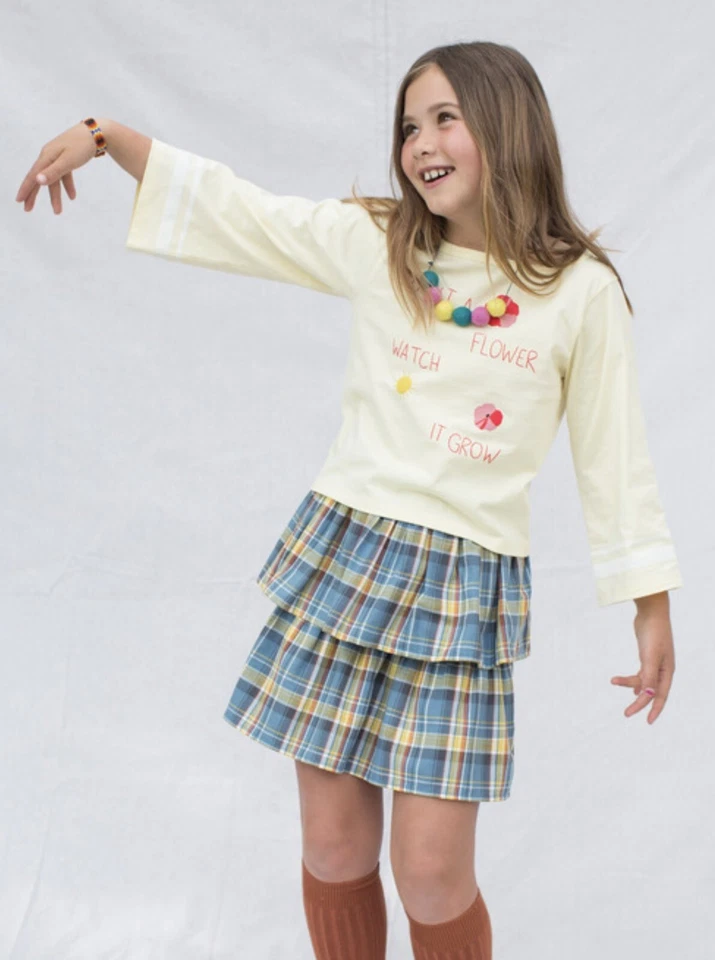 Conjunto de top y falda en capas de manga fuerte talla 10 o 12 Tea Collection para niñas Foto 2 de 4