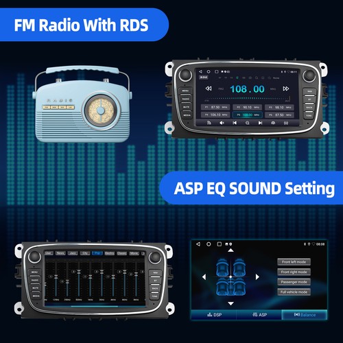 7" Android 14 Carplay Stereo GPS 2+64G Camera for Ford Focus 2 Mondeo 9 S C-MAX - Picture 11 of 13